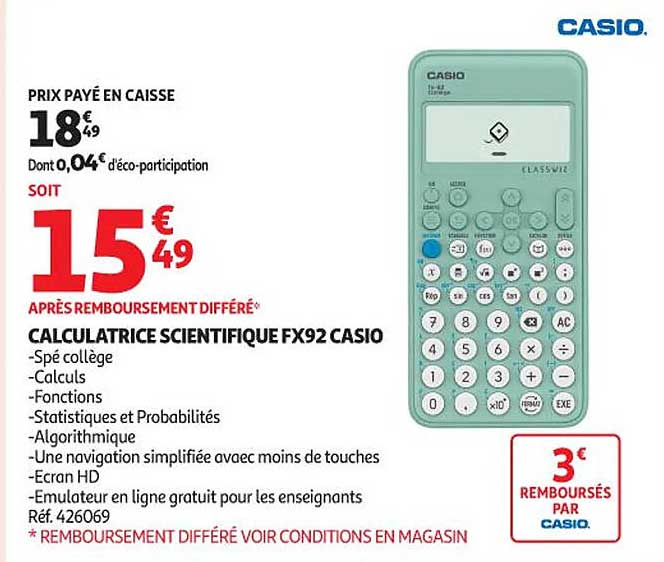 CALCULATRICE SCIENTIFIQUE FX92 CASIO