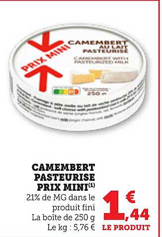 CAMEMBERT PASTEURISE PRIX MINI