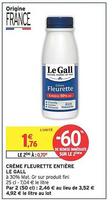 CRÈME FLEURETTE ENTIÈRE LE GALL