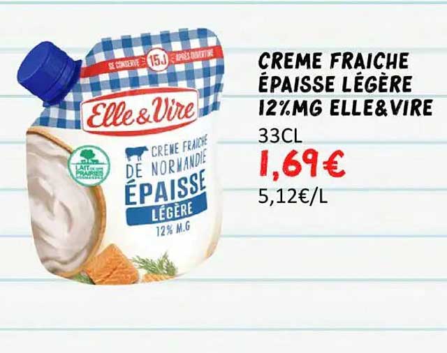 CRÈME FRAÎCHE ÉPAISSE LÉGÈRE 12%.MG ELLE&VIRE