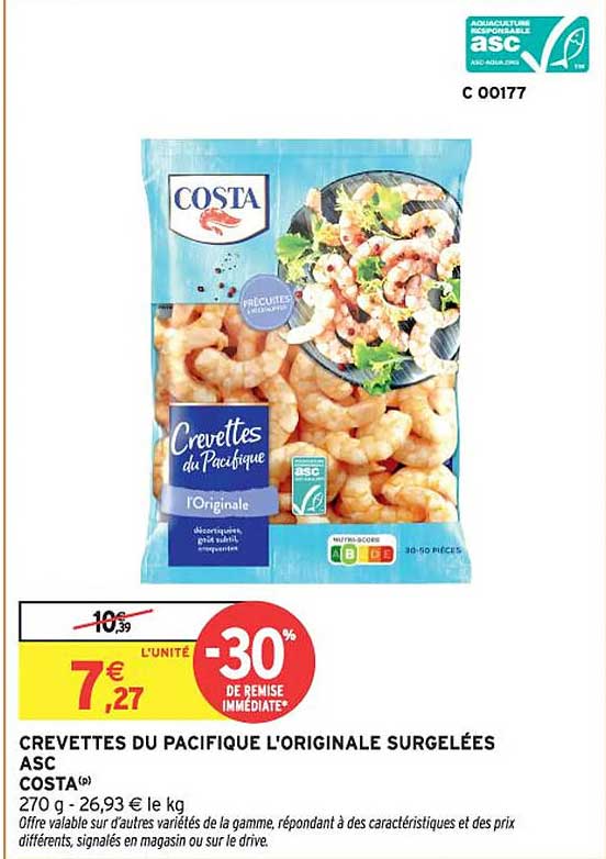 CREVETTES DU PACIFIQUE L'ORIGINALE SURGELÉES ASC