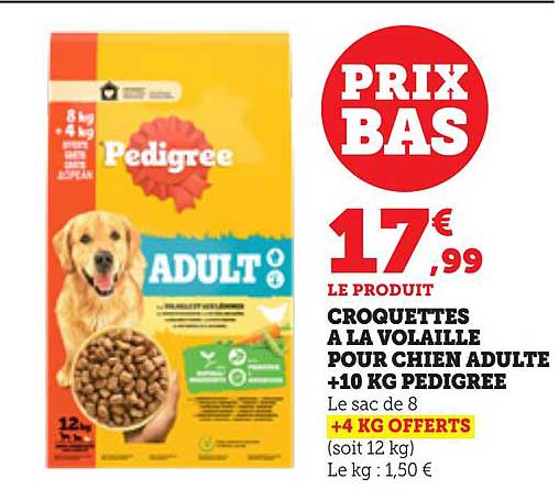 Croquettes à la volaille pour chien adulte +10 kg Pedigree
