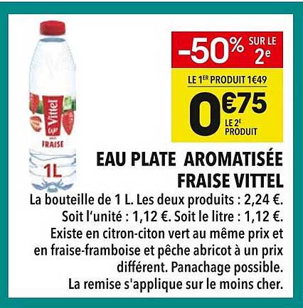 EAU PLATE AROMATISÉE FRAISE VITTEL