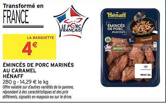 ÉMINCÉS DE PORC MARINÉS AU CARAMEL HENAFF