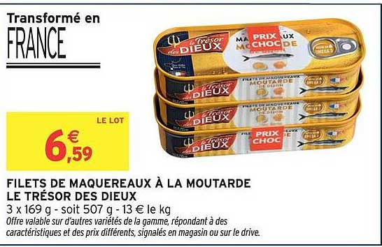 FILETS DE MAQUERAUX À LA MOUTARDE LE TRÉSOR DES DIEUX