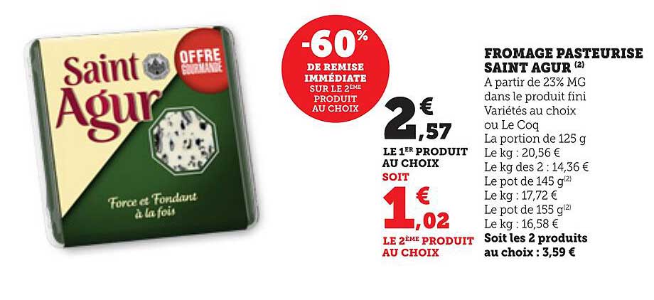 FROMAGE PASTEURISÉ SAINT AGUR
