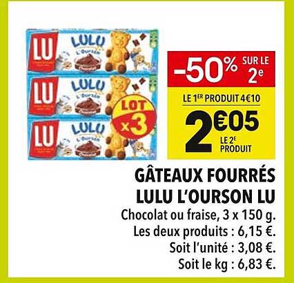 GÂTEAUX FOURRÉS LULU L'OURSON LU