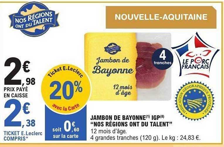 Jambon de Bayonne 12 mois d'âge