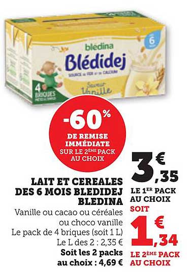 Lait et céréales des 6 mois Bledidej Bledina