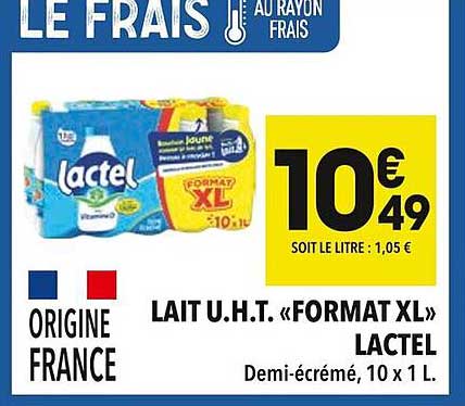 LAIT U.H.T. « FORMAT XL » LACTEL