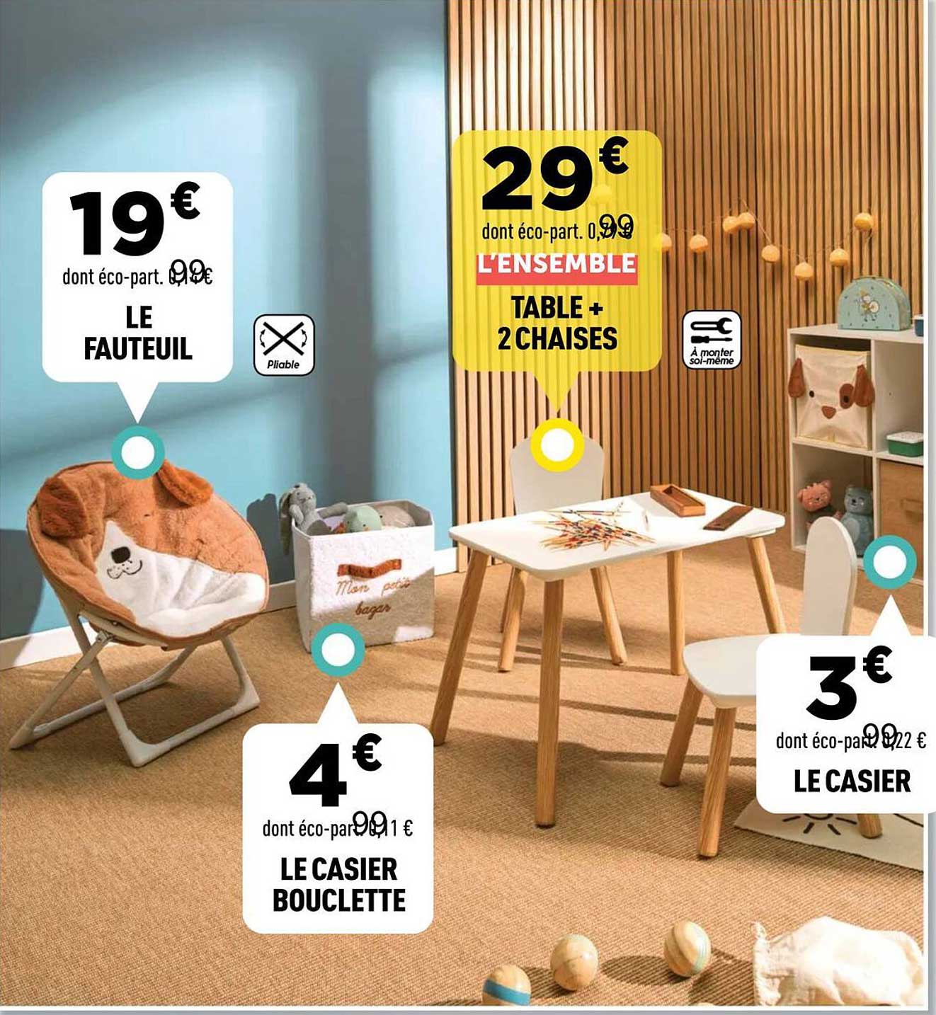 L'ENSEMBLE TABLE + 2 CHAISES