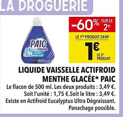 LIQUIDE VAISSELLE ACTIFROID MENTHE GLACÉE* PAIC