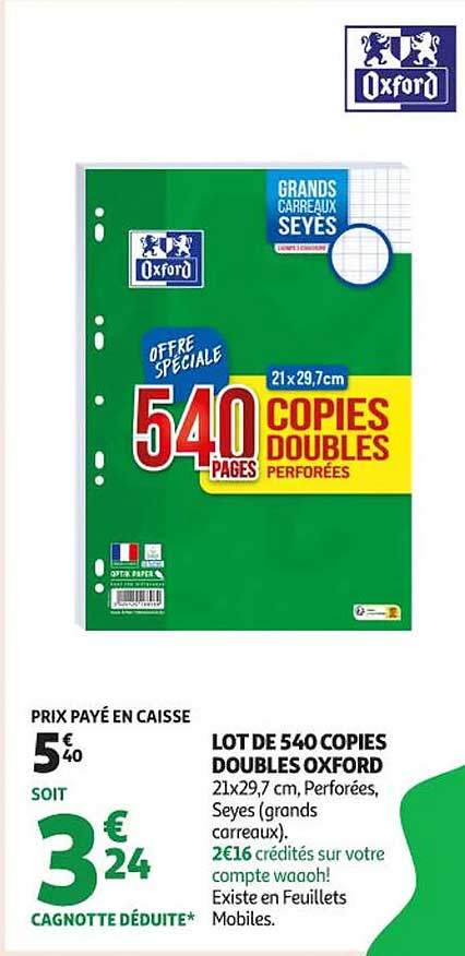 LOT DE 540 COPIES DOUBLES OXFORD