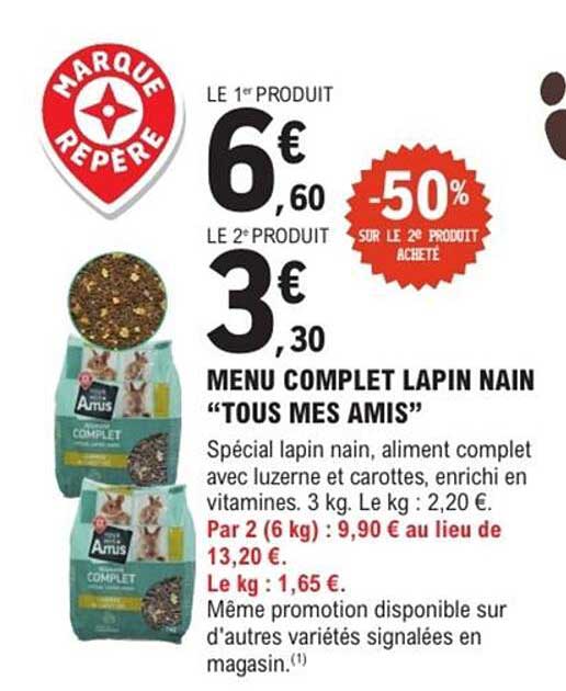 MENU COMPLET LAPIN NAIN "TOUS MES AMIS"