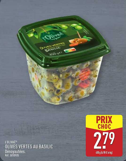 OLIVES VERTES AU BASILIC