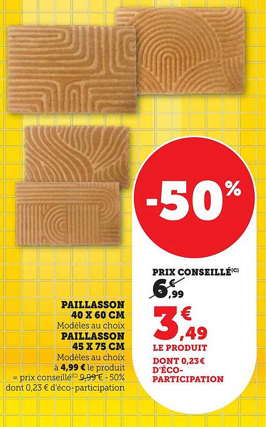 Paillasson 40 x 60 cm ou 45 x 75 cm
