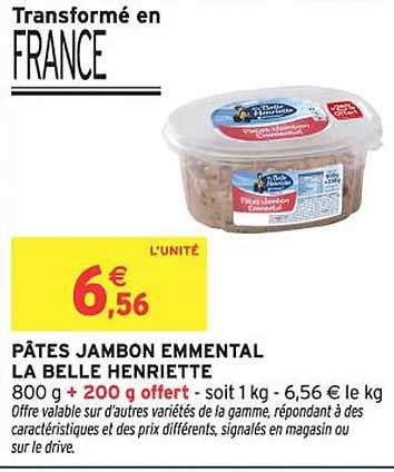 PÂTES JAMBON EMMENTAL LA BELLE HENRIETTE