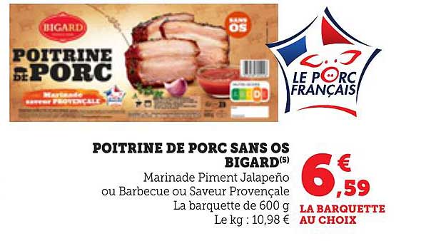 POITRINE DE PORC SANS OS BIGARD