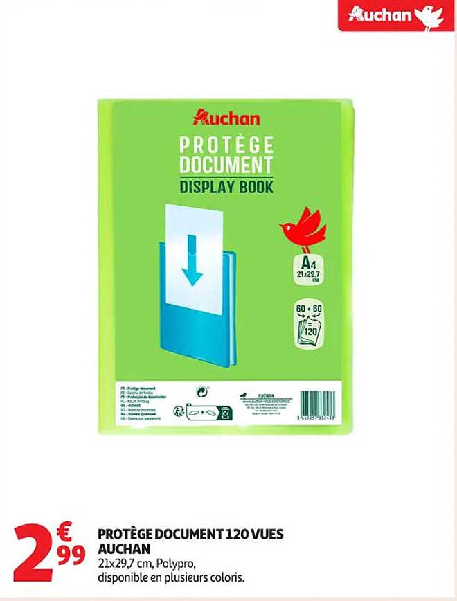 PROTÈGE DOCUMENT 120 VUES AUCHAN