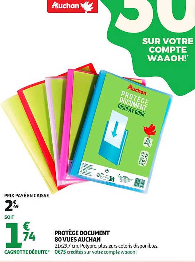 PROTÈGE DOCUMENT 80 VUES AUCHAN