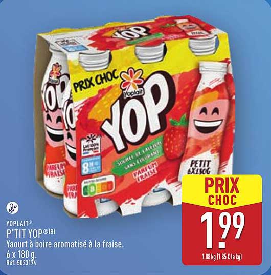 P’TIT YOP® Yaourt à boire aromatisé à la fraise
