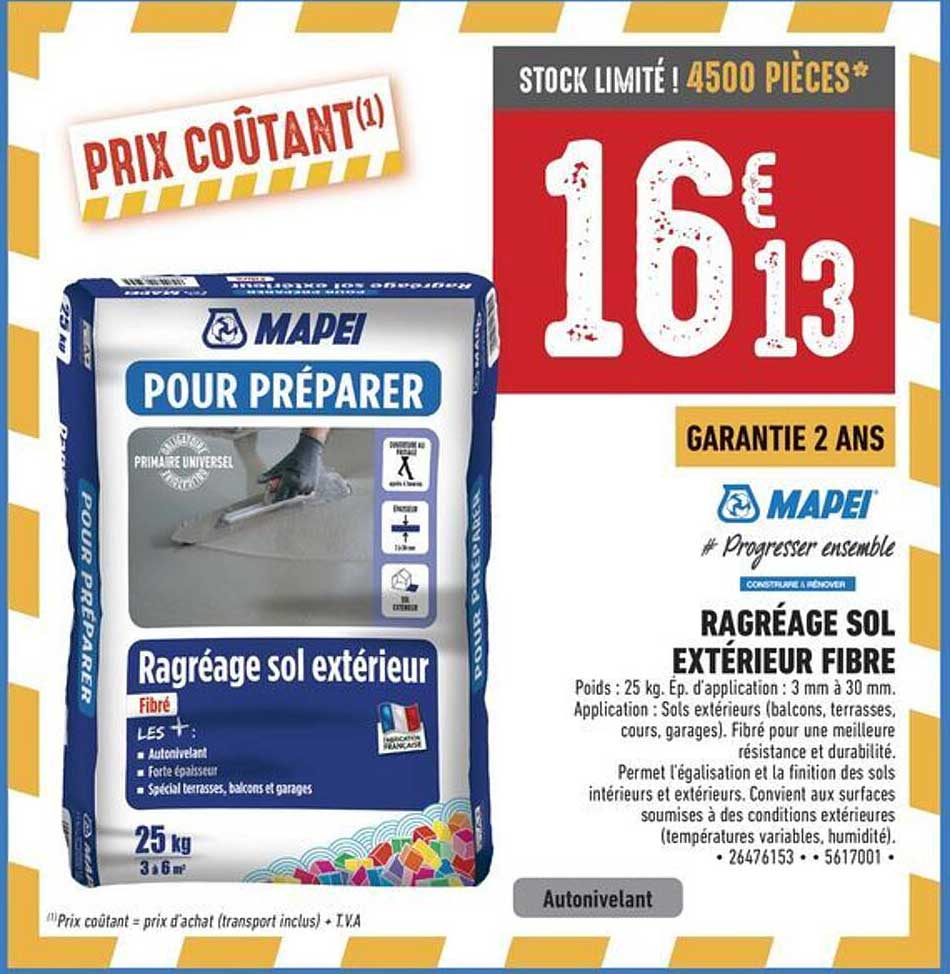 Ragréage sol extérieur fibre