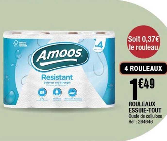 Rouleaux Essuie-Tout Amoos Résistant - 4 Rouleaux