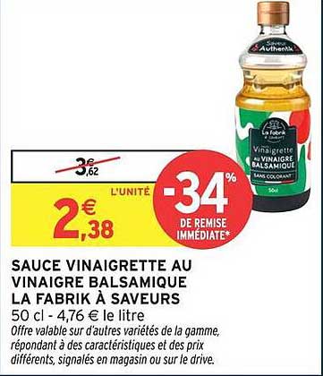 SAUCE VINAIGRETTE AU VINAIGRE BALSAMIQUE LA FABRIK À SAVEURS