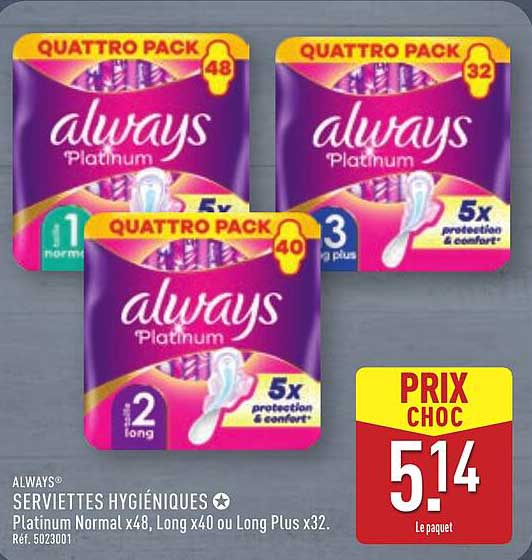 Serviettes hygiéniques Always Platinum