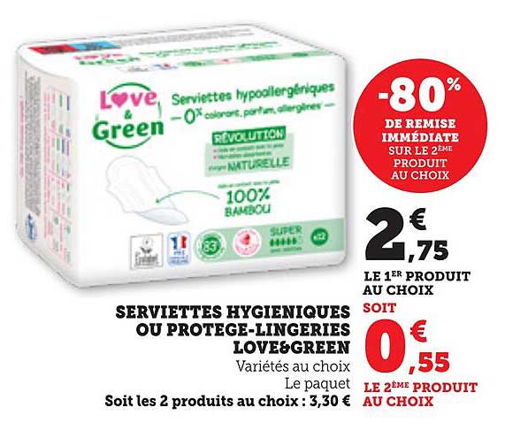 SERVIETTES HYGIENIQUES OU PROTEGE-LINGERIES LOVE&GREEN