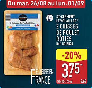 ST-CLÉMENT LE VOLAILLER® 2 CUISSES DE POULET RÔTIES