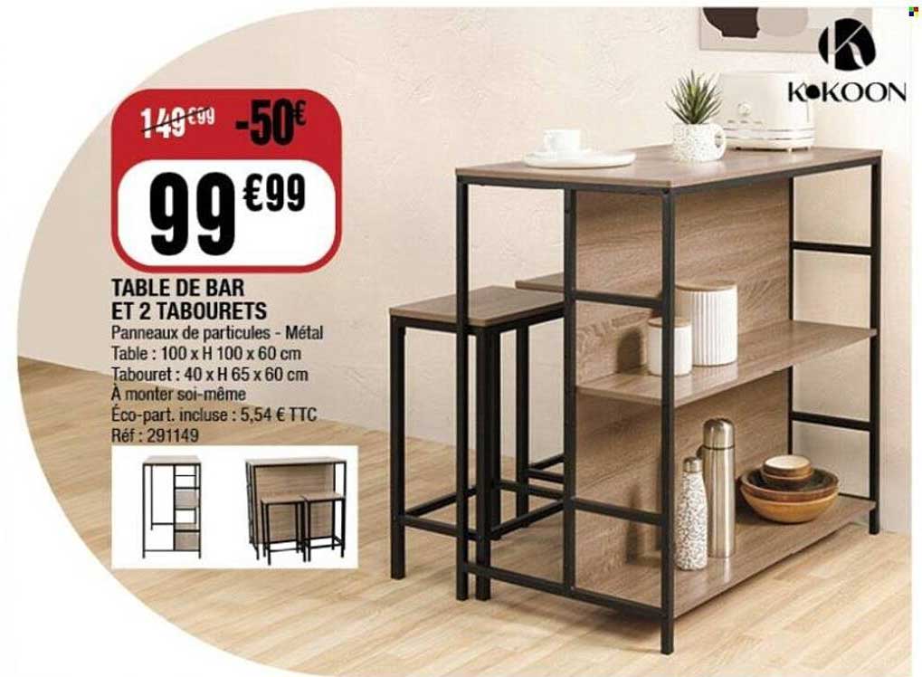 TABLE DE BAR ET 2 TABOURETS