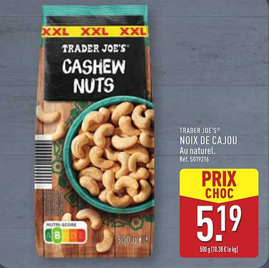 TRADER JOE'S® NOIX DE CAJOU Au naturel.
