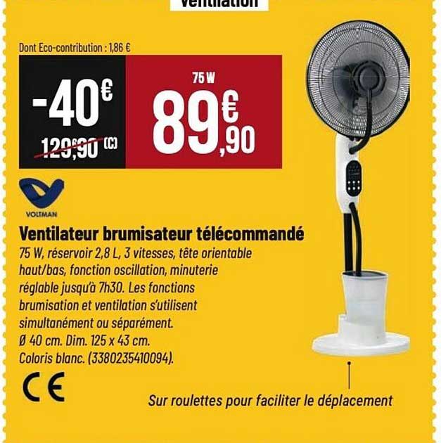 Ventilateur brumisateur télécommandé
