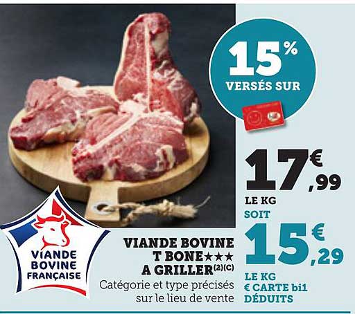 VIANDE BOVINE T BONE ★★★ À GRILLER