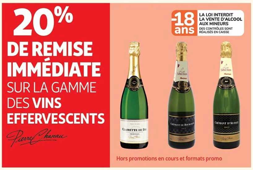 20% DE REMISE IMMÉDIATE SUR LA GAMME DES VINS EFFERVESCENTS
