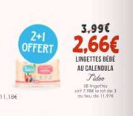 2+1 OFFERT LINGETTES BÉBÉ AU CALENDULA