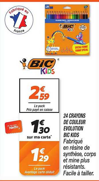 24 CRAYONS DE COULEUR EVOLUTION BIC KIDS