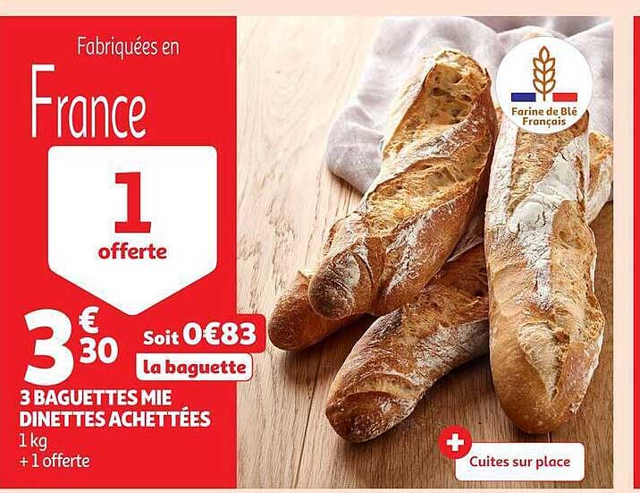 3 Baguettes mie dinettes achetées + 1 offerte