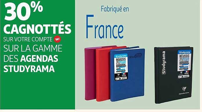30% CAGNOTTÉS SUR VOTRE COMPTE SUR LA GAMME DES AGENDAS STYDRAMA