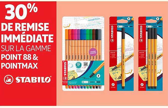 30% DE REMISE IMMÉDIATE SUR LA GAMME POINT 88 & POINTMAX STABILO