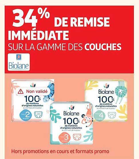 34% DE REMISE IMMÉDIATE SUR LA GAMME DES COUCHES