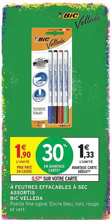4 FEUTRES EFFACABLES À SEC ASSORTIS BIC VELLEDA