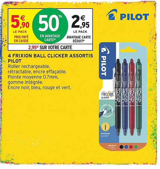 4 Frixion Ball Clicker assortis PILOT