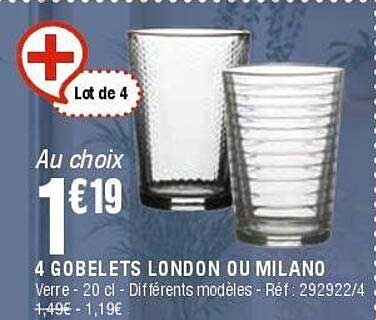 4 GOBELETS LONDON OU MILANO