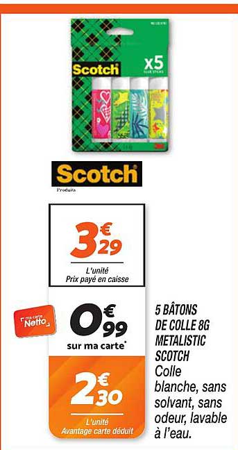 5 BÂTONS DE COLLE 8G METALISTIC SCOTCH