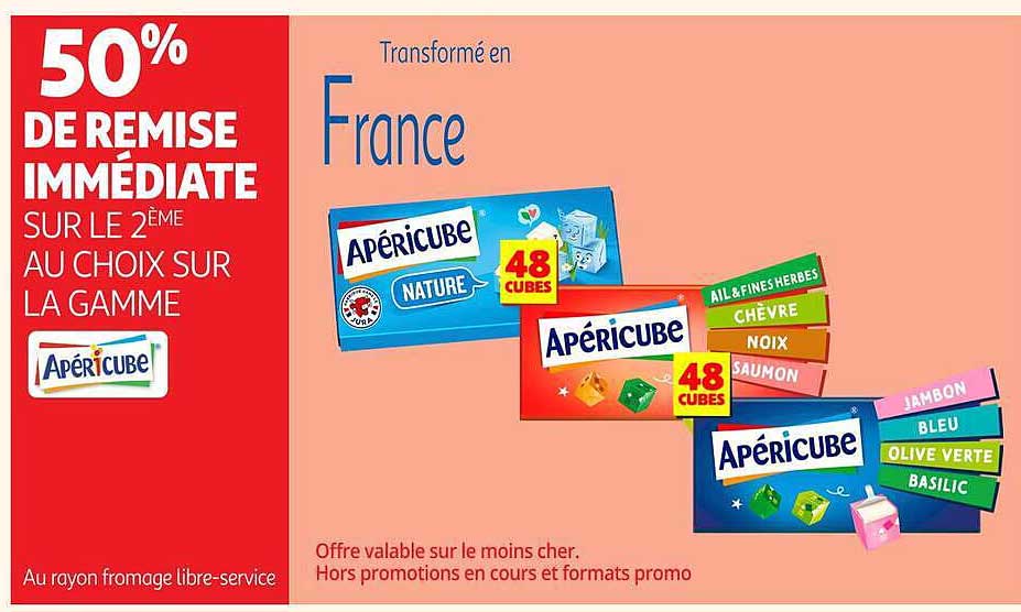 50% DE REMISE IMMÉDIATE SUR LE 2ÈME AU CHOIX SUR LA GAMME APÉRICUBE