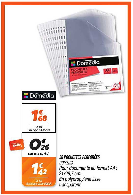 50 POCHETTES PERFORÉES DOMÉDIA
