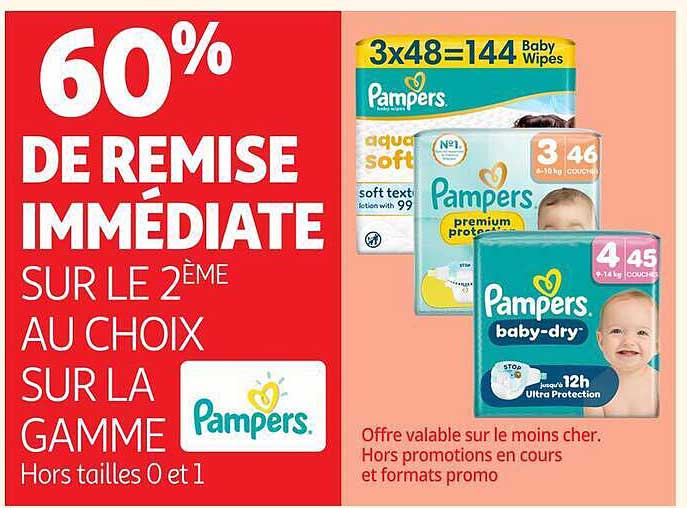 60% DE REMISE IMMEDIATE SUR LE 2ÈME AU CHOIX SUR LA GAMME Pampers
