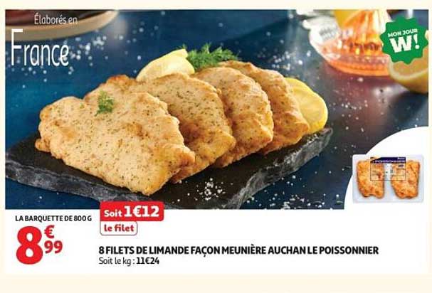 8 FILETS DE LIMANDE FAÇON MEUNIÈRE AUCHAN LE POISSONNIER